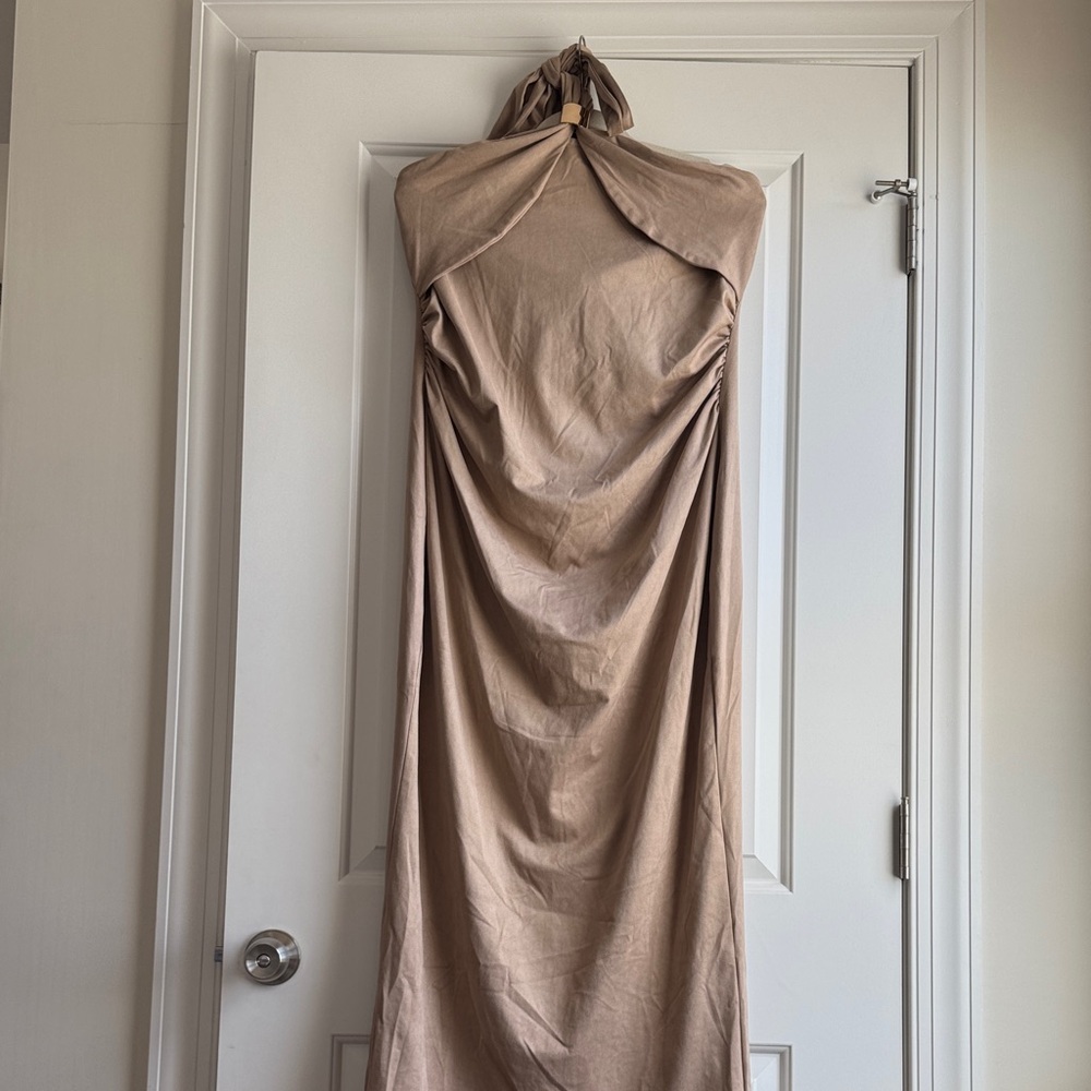 PrettyLittleThing Tan Maxi Dress
